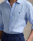 Chemise Ralph Lauren bleue en lin pour homme | Georgespaul
