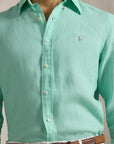 Chemise Ralph Lauren verte en lin pour homme | Georgespaul