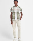 Chemise manches courtes Barbour kaki en lin pour homme | Georgespaul