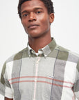 Chemise manches courtes Barbour kaki en lin pour homme | Georgespaul