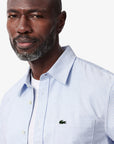 Chemise manches courtes rayée Lacoste bleue pour homme | Georgespaul