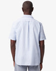 Chemise manches courtes rayée Lacoste bleue pour homme | Georgespaul