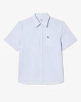 Chemise manches courtes rayée Lacoste bleue pour homme | Georgespaul