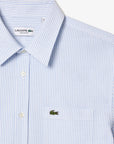 Chemise manches courtes rayée Lacoste bleue pour homme | Georgespaul