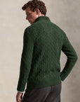 Pull camionneur torsadé Ralph Lauren vert en laine et cachemire
