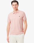 Polo manches courtes Lacoste rose chiné pour homme | Georgespaul