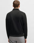 Sweat zippé bi-matière BOSS noir pour homme | Georgespaul