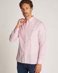 Chemise Tommy Hilfiger rose en coton dobby pour homme | Georgespaul