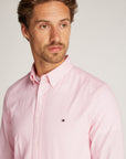 Chemise Tommy Hilfiger rose en coton dobby pour homme | Georgespaul