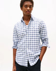 chemise-à-carreaux-tommy-hilfiger-homme-bleue-face