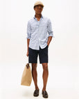 chemise-à-carreaux-tommy-hilfiger-homme-bleue-porte