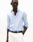 chemise-motifs-tommy-hilfiger-homme-bleue-face