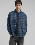 chemise-replay-bleue-carreaux-homme-face