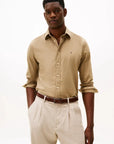 chemise-tommy-hilfiger-technologie-flex-beige-homme-face