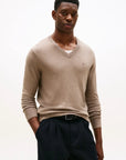 pull-col-v-tommy-hilfiger-homme-beige-face