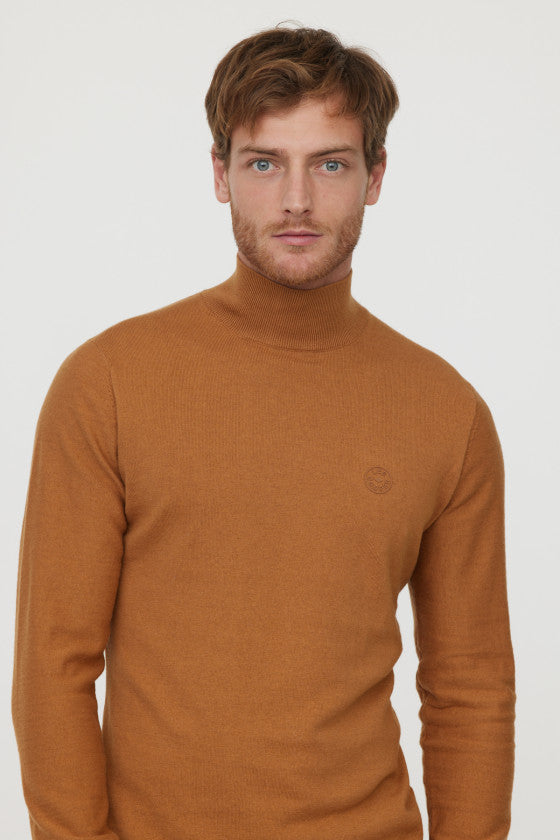 Pull col roulé Lee Cooper marron en laine pour homme | Georgespaul