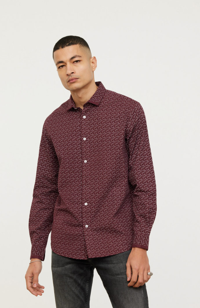 Chemise Lee Cooper bordeaux en coton pour homme I Georgespaul