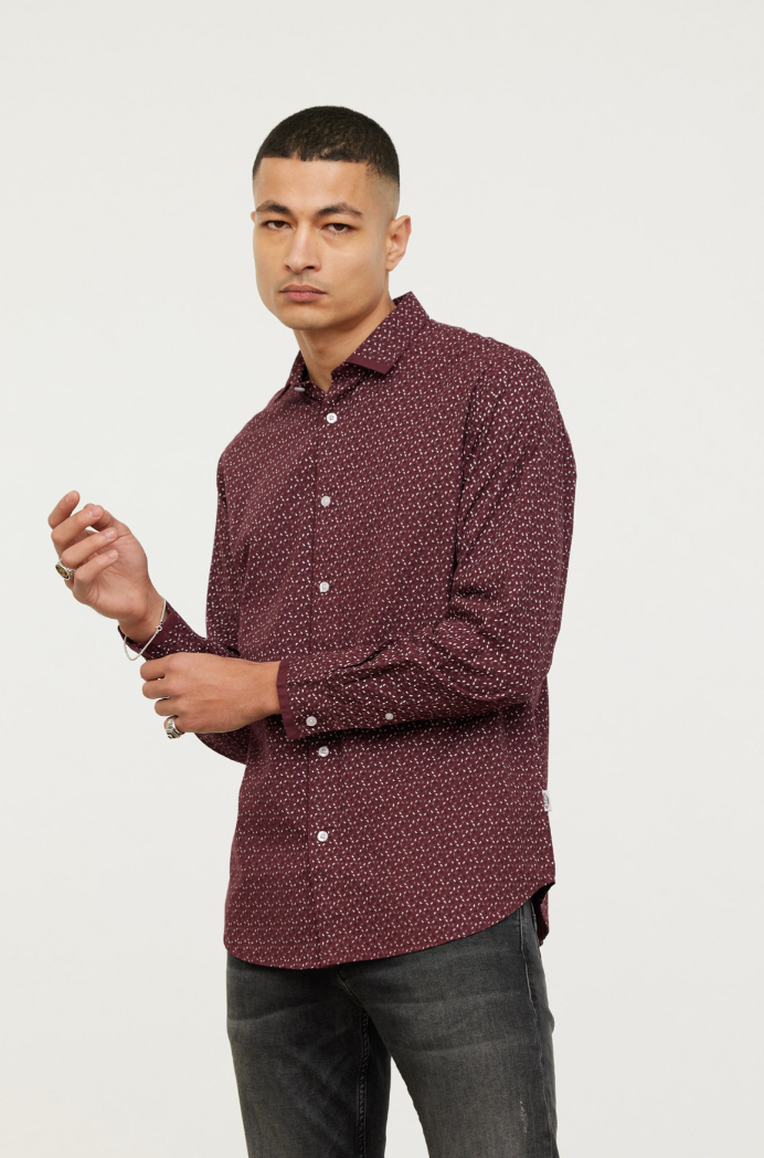 Chemise Lee Cooper bordeaux en coton pour homme I Georgespaul