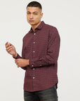 Chemise Lee Cooper bordeaux en coton pour homme I Georgespaul