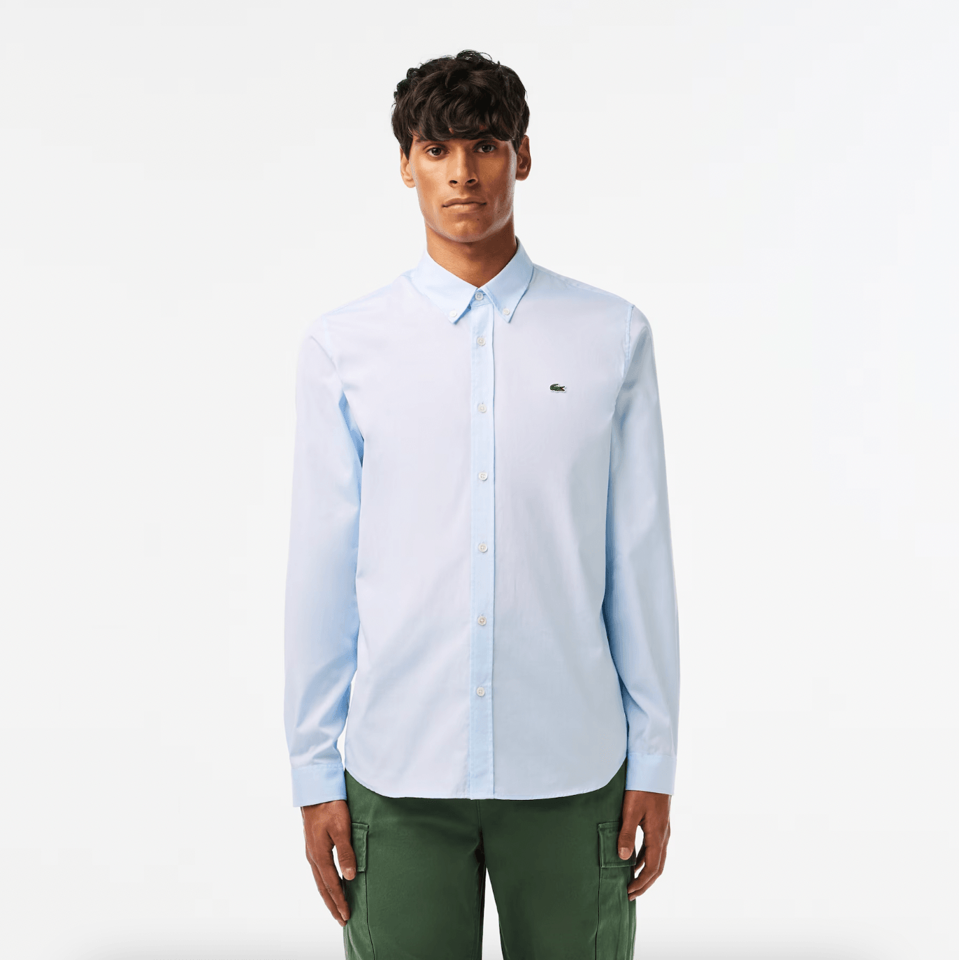 Chemise unie Lacoste ajustée bleu clair - Georgespaul