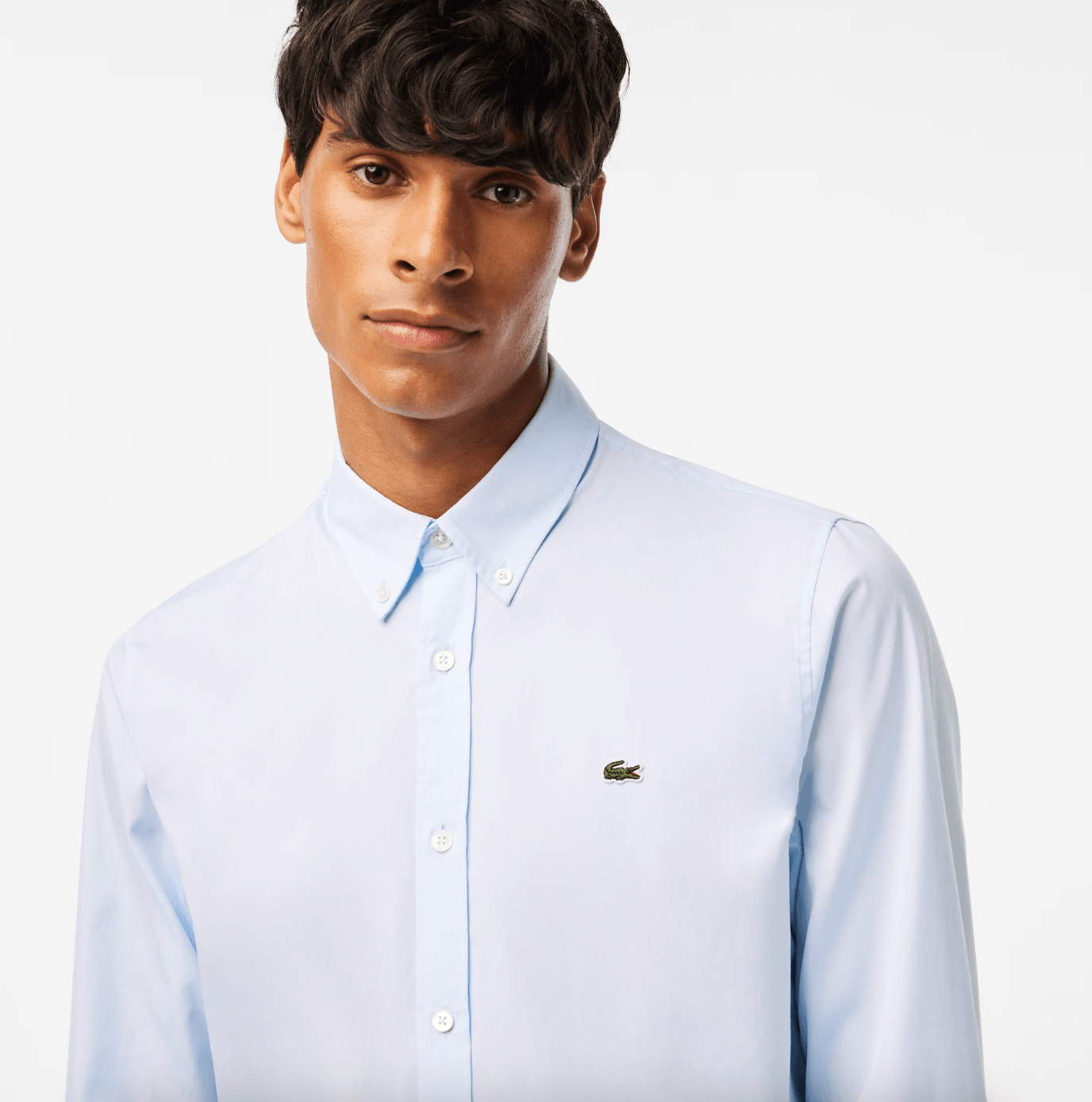 Chemise unie Lacoste ajustée bleu clair - Georgespaul