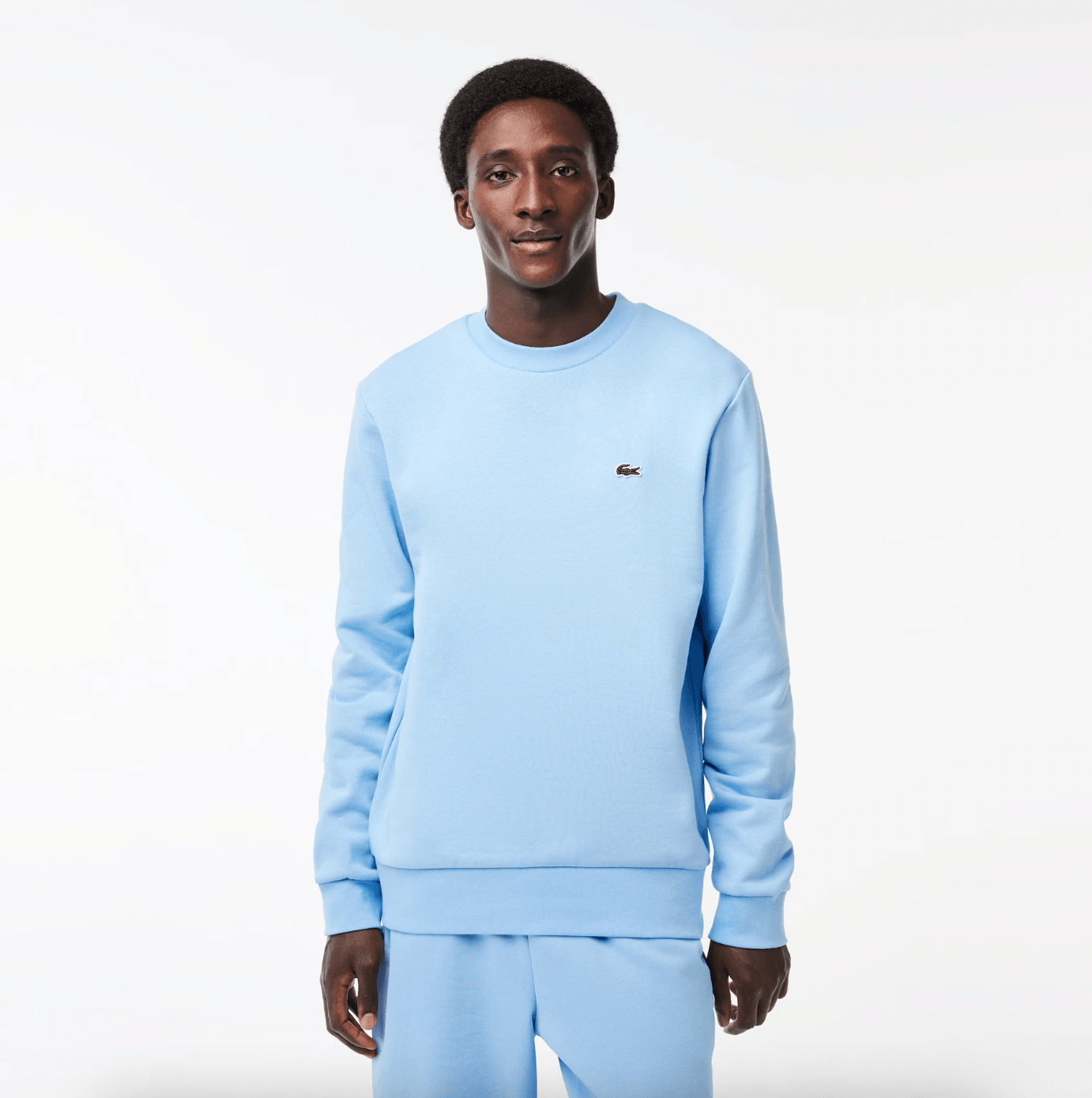 Sweat Lacoste bleu clair en molleton de coton bio - Georgespaul