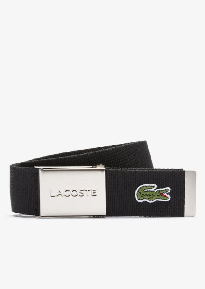 Ceinture ajustable sangle tissée Lacoste noire