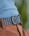 Ceinture tressée Billybelt bleue et beige en cuir - Georgespaul