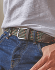 Ceinture tressée Billybelt verte et orange en cuir - Georgespaul