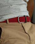 Ceinture tressée Billybelt rouge en cuir - Georgespaul