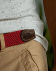 Ceinture tressée Billybelt rouge en cuir - Georgespaul