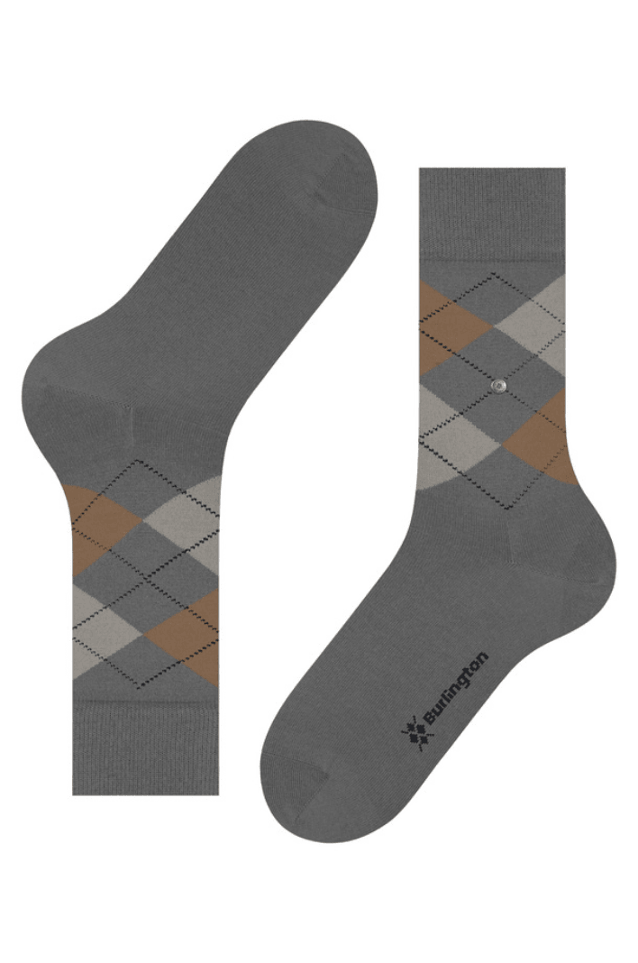 Chaussettes hautes Burlington grise et beige en laine - Georgespaul