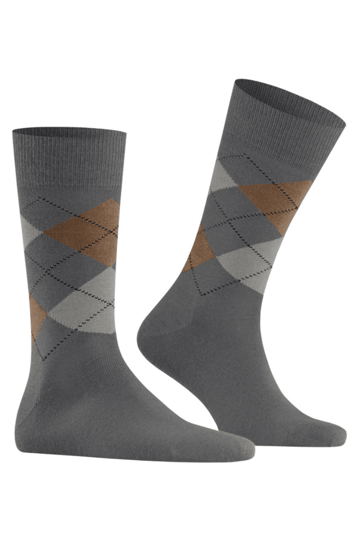 Chaussettes hautes Burlington grise et beige en laine - Georgespaul