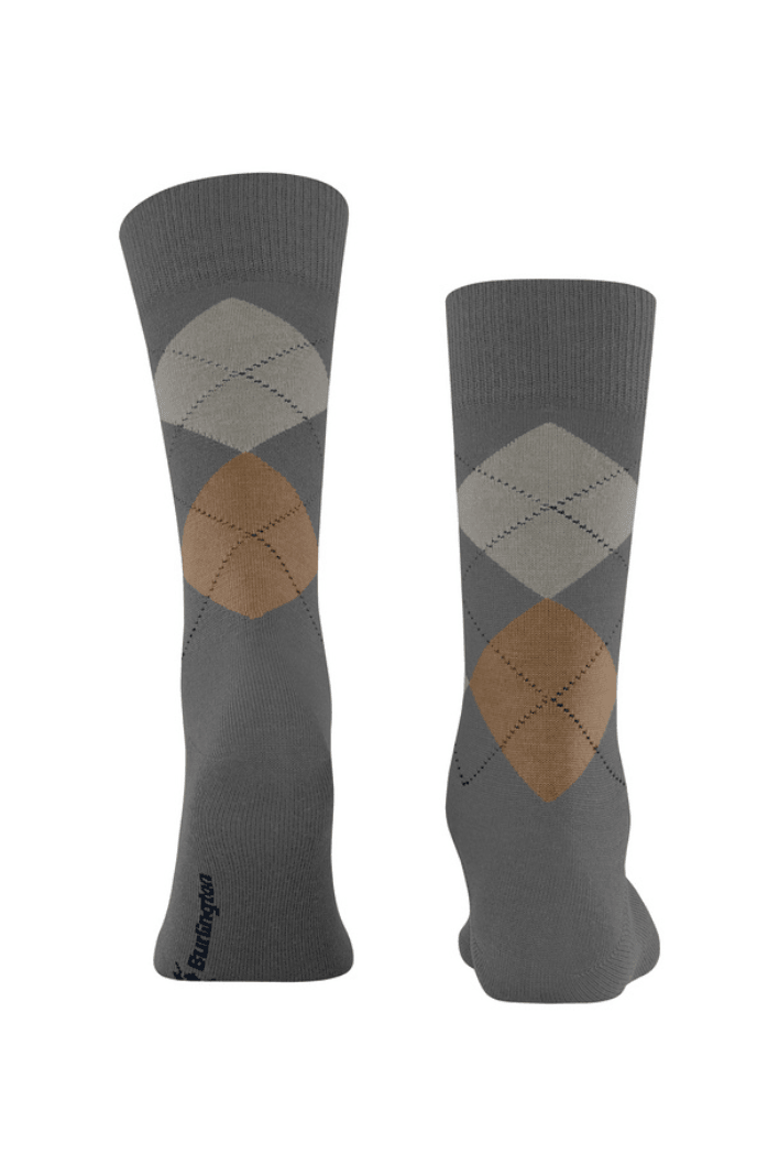 Chaussettes hautes Burlington grise et beige en laine - Georgespaul