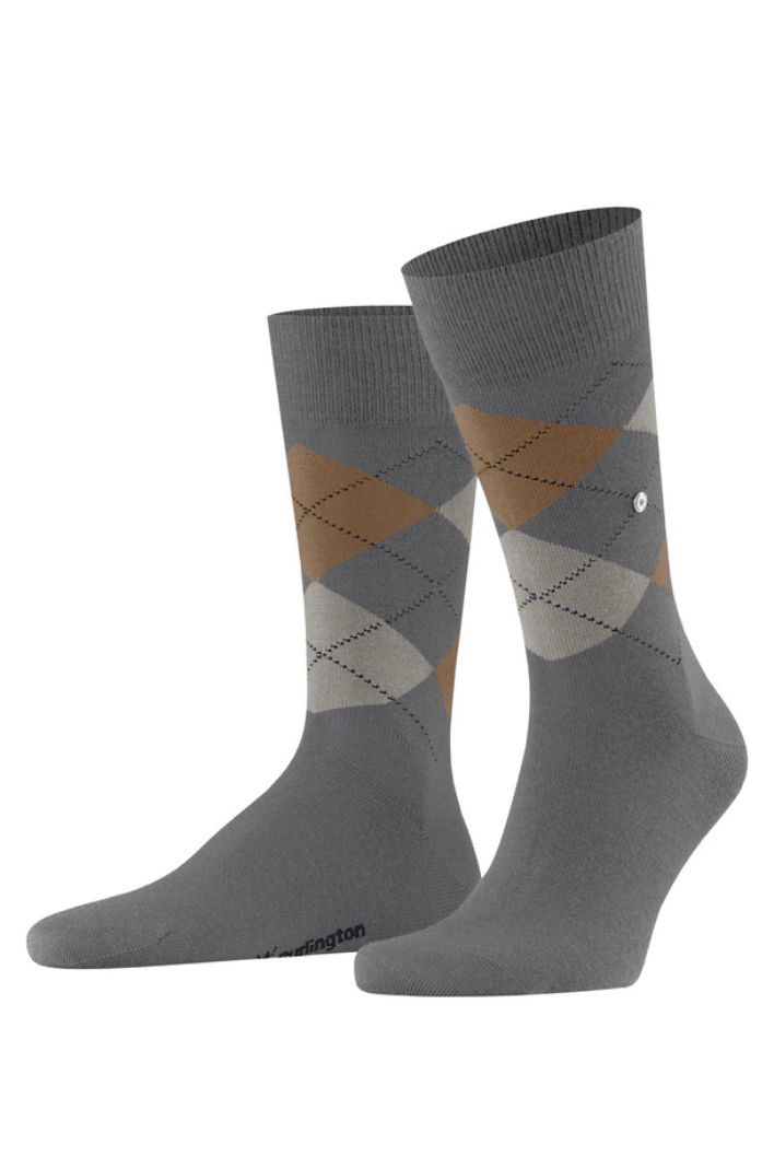 Chaussettes hautes Burlington grise et beige en laine - Georgespaul