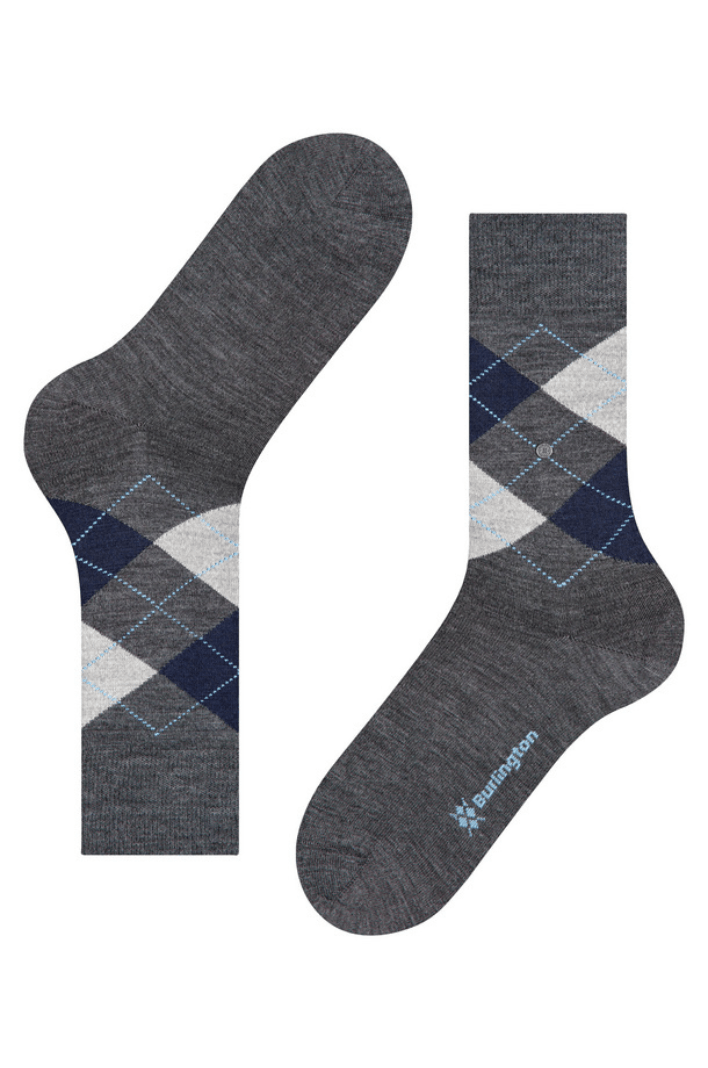 Chaussettes hautes Burlington grises en laine - Georgespaul