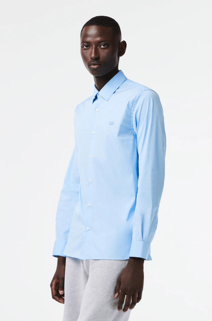 Chemise Lacoste bleu clair ajustée en coton stretch - Georgespaul