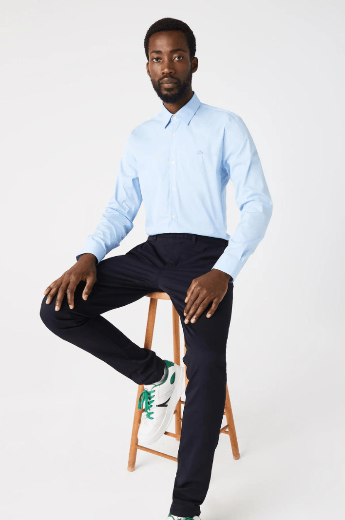 Chemise Lacoste bleu clair ajustée en coton stretch - Georgespaul