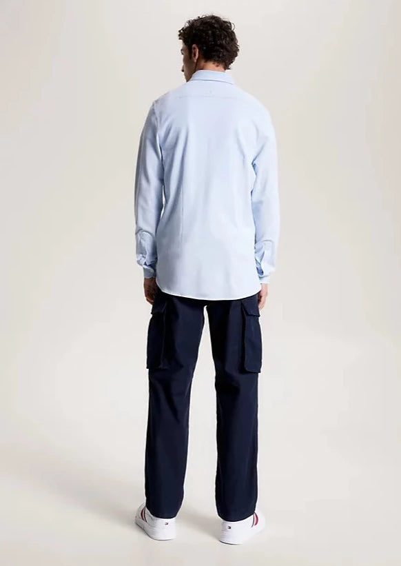 Chemise homme Tommy Hilfiger ajustée bleu clair en coton bio | Georgespaul 