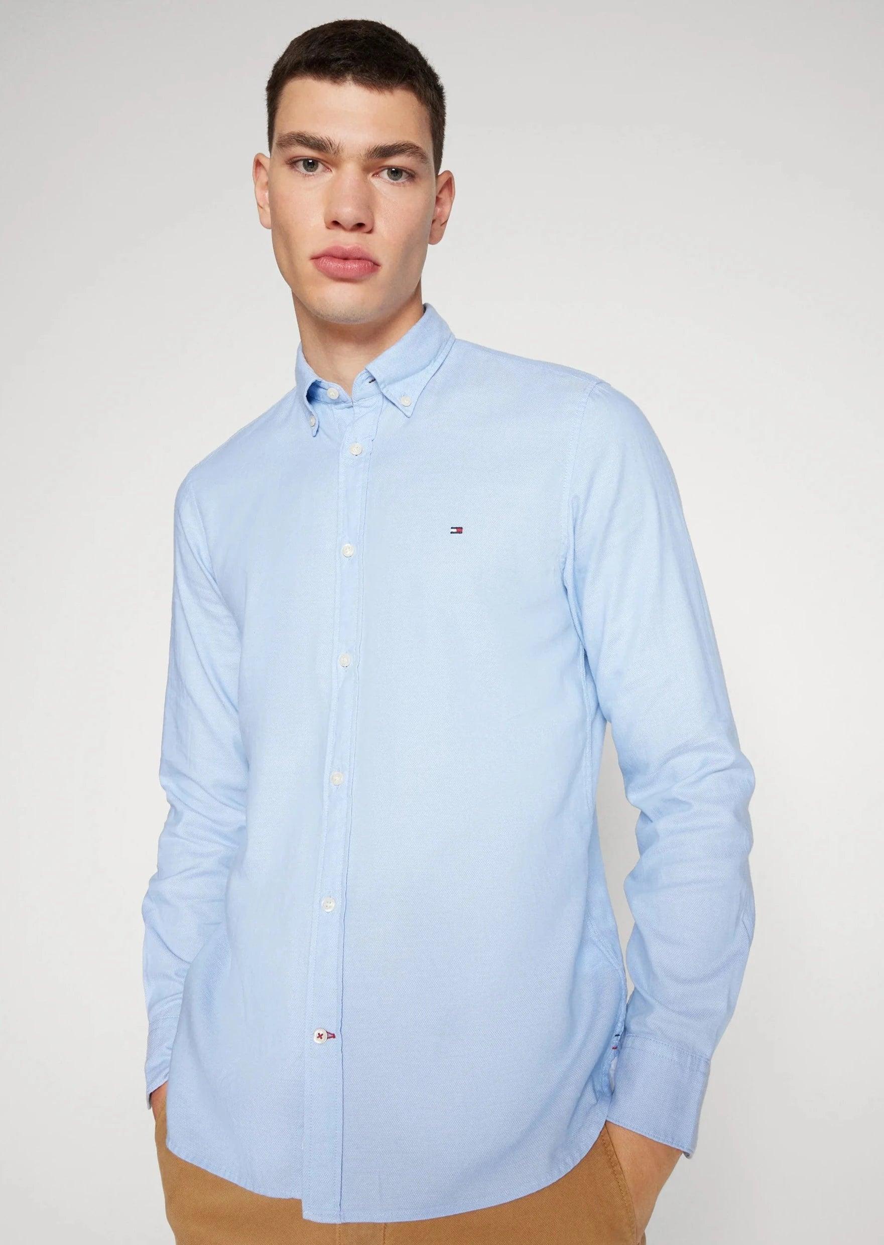 Chemise Tommy Hilfiger bleue en coton bio - Georgespaul