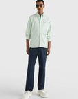 Chemise Tommy Hilfiger verte en coton bio stretch - Georgespaul