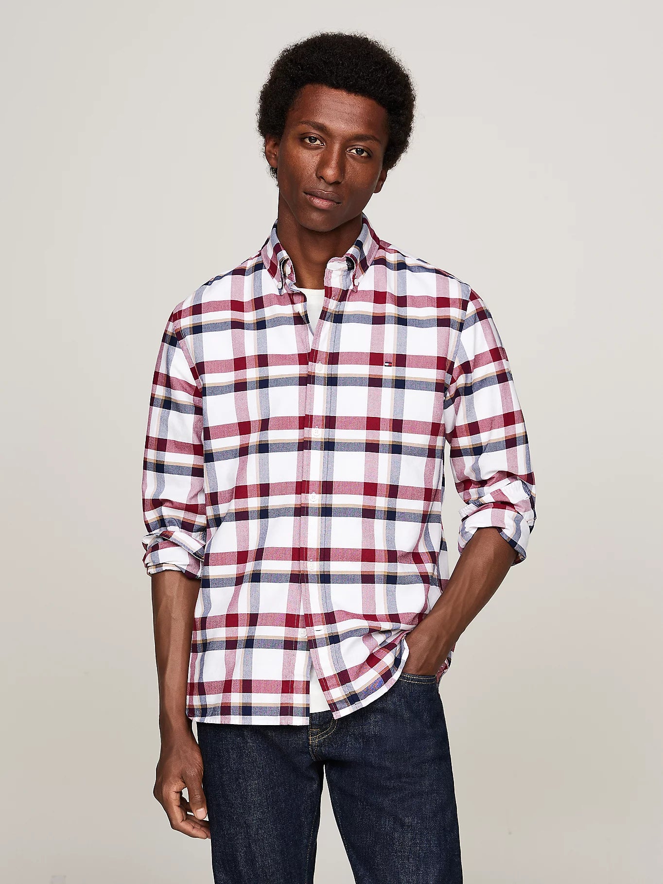 Chemise à carreaux Tommy Hilfiger rouge - Georgespaul