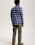 Chemise à carreaux homme Tommy Hilfiger marine en coton bio | Georgespaul 