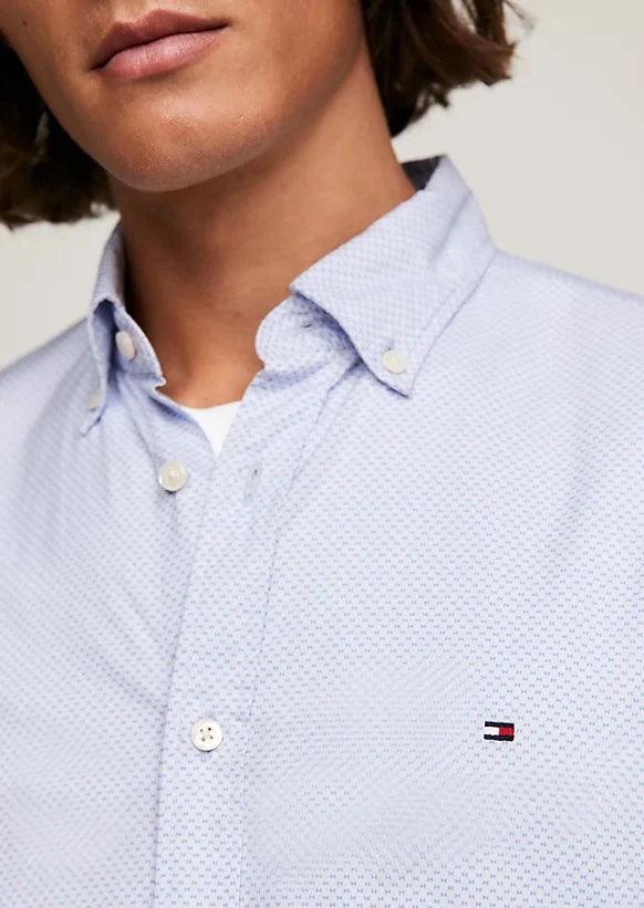 Chemise à motifs Tommy Hilfiger bleue en coton bio - Georgespaul