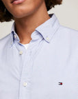 Chemise à motifs Tommy Hilfiger bleue en coton bio - Georgespaul