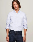 Chemise à motifs Tommy Hilfiger bleue en coton bio - Georgespaul