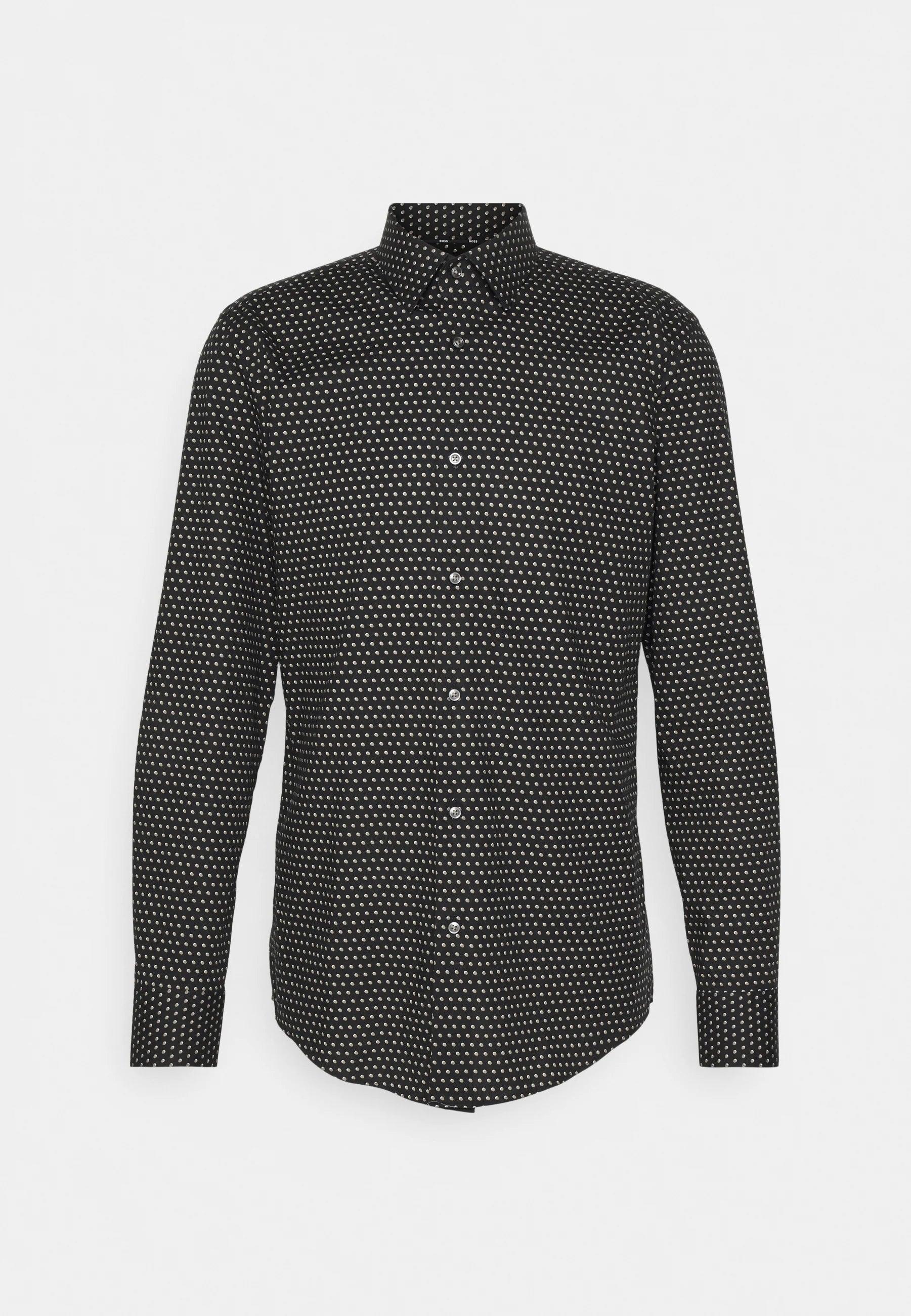 Chemise à motifs BOSS ajustée noire en coton stretch - Georgespaul