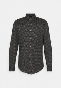 Chemise à motifs BOSS ajustée noire en coton stretch | Georgespaul