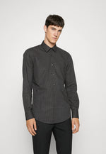 Charger l&#39;image dans la galerie, Chemise à motifs BOSS ajustée noire en coton stretch | Georgespaul
