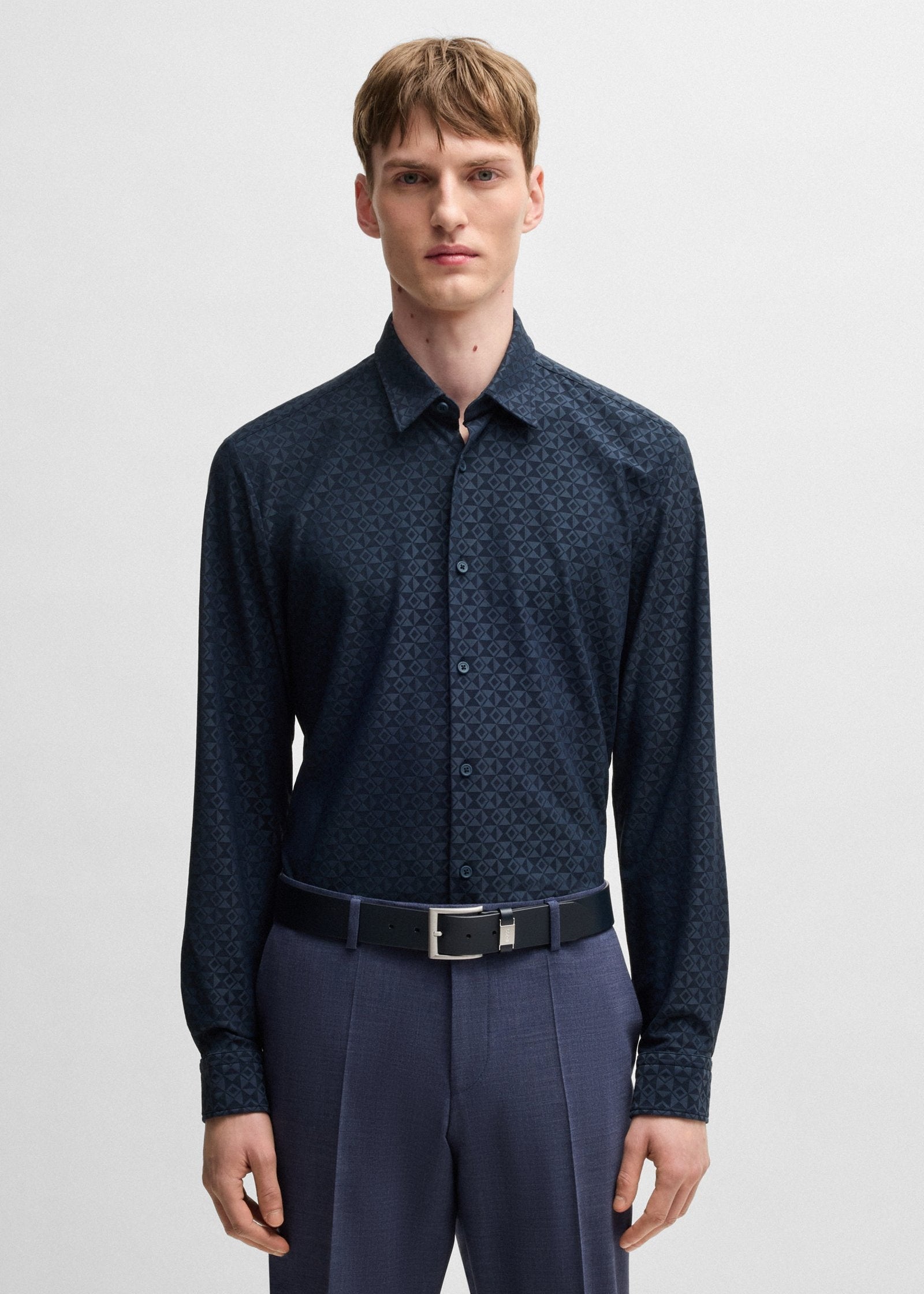 Chemise à motifs BOSS marine pour homme | Georgespaul